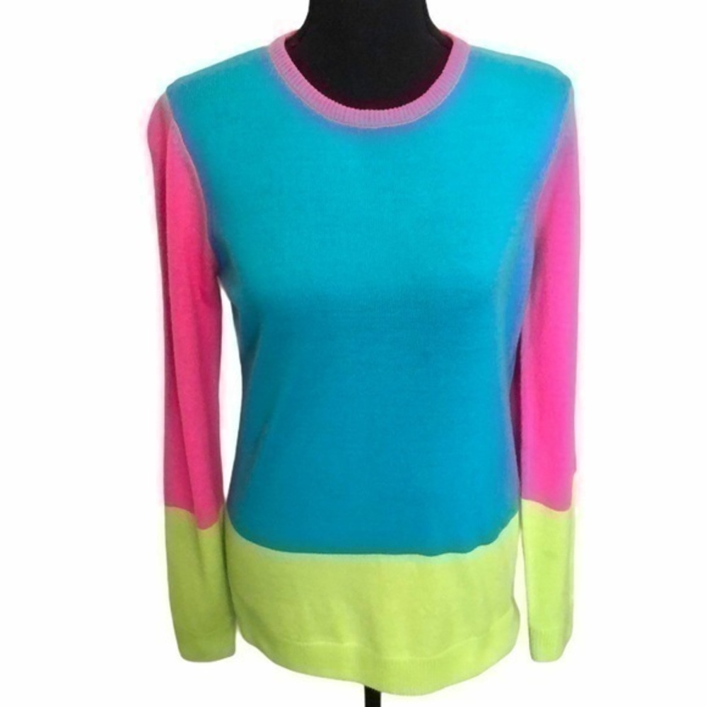 Allen B Women’s Neon Color Block Sweater Size Medium
